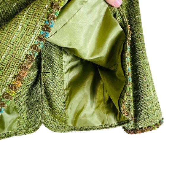 Isabel & Nina Green Tweed Womens Skirt Suit Set Size 16 - Picture 12 of 16